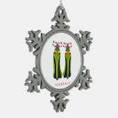 Groene Hoge Hakken met Candy Canes Tin Sneeuwvlok Ornament (Links)
