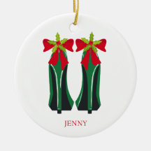 Groene hoge hakken met kerststrikken