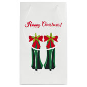 Groene hoge hakken met kerststrikken klein cadeauzakje (Achterkant)