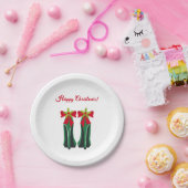 Groene hoge hakken met kerststrikken papieren bordje (Feest)