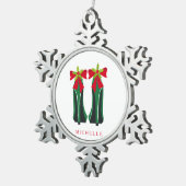 Groene hoge hakken met kerststrikken tin sneeuwvlok ornament (Rechts)
