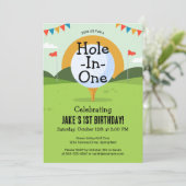 Groene Hole-In-One Golf Verjaardagsfeestje Kaart (Staand voorkant)