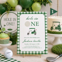 Groene Hole in One Golf Verjaardagsuitnodiging