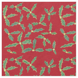 Groene Holly bladeren met gele bloemen rode stof