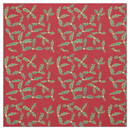 Groene Holly bladeren met gele bloemen rode stof