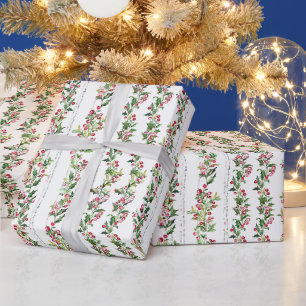 Groene Holly Bladeren & Rode Bessen Floral Garland Cadeaupapier