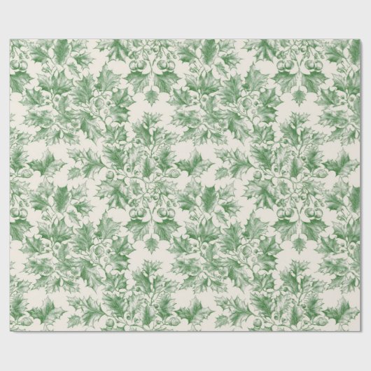 groene Holly Decoupage Cadeaupapier (Vlak)