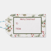 Groene Holly en rode bessen Waterverf Cadeaulabel (Achterkant Horizontaal)
