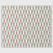 Groene Holly Garland met rode strikken Kerstmis Cadeaupapier (Vlak)