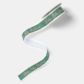Groene Holly Jolly Kerst Bewerkbaar Satijnen Lint (Achterkant)
