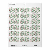 Groene Holly Leaves Red Berries Candy Cane Paint Etiket (Full Sheet)