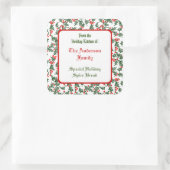Groene Holly met Red Berries Custom Baking Sticker (Tas)