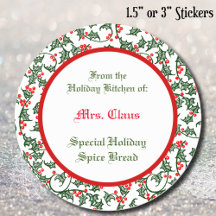 Groene Holly met Red Berries Custom Baking Sticker