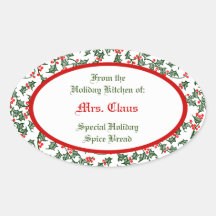 Groene Holly met Red Berries Custom Baking Sticker