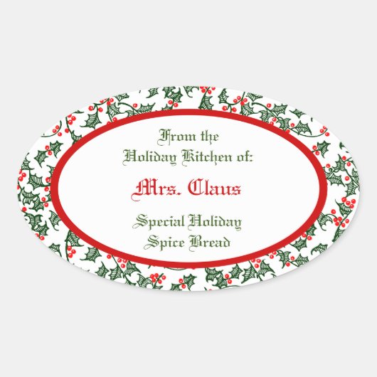 Groene Holly met Red Berries Custom Baking Sticker (Voorkant)