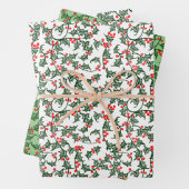 Groene Holly met rode bessen Rustic Wrapping Paper (In situ)