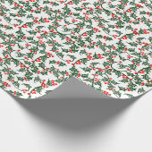 Groene Holly met rode bessen Rustic Wrapping Paper Cadeaupapier (Hoek)