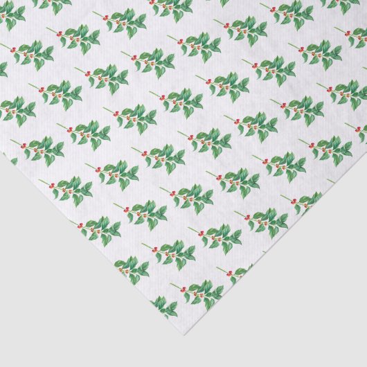 Groene Holly met rode bessen Tissuepapier
