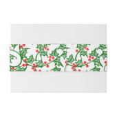Groene holly met rode bessen uitnodigingen wikkel (Achterkant Voorbeeld)