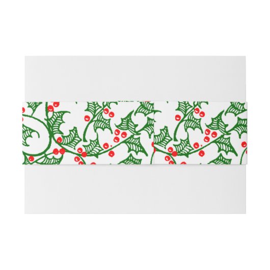 Groene holly met rode bessen uitnodigingen wikkel (Achterkant Voorbeeld)