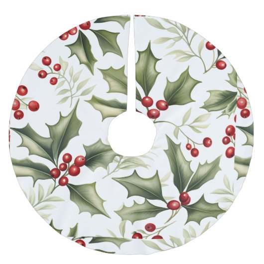 Groene Holly rode bessen Kerstboom basis Hoesje Kerstboom Rok (Voorkant)