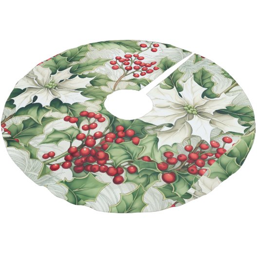Groene Holly rode bessen Kerstboom basis Hoesje Kerstboom Rok (Gekanteld)