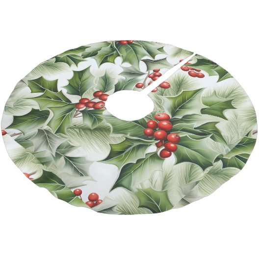 Groene Holly rode bessen Kerstboom basis Hoesje Rok (Gekanteld)