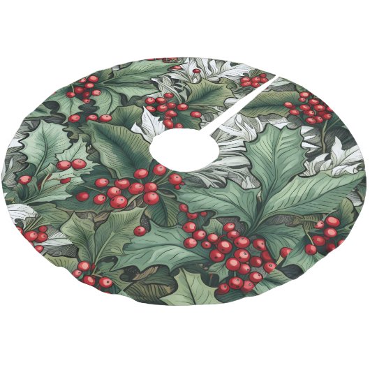 Groene Holly rode bessen Kerstboom basis Hoesje Rok (Gekanteld)