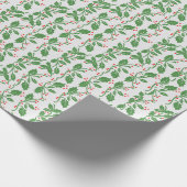 Groene Holly verliest kerstkerst met rode bessen Cadeaupapier (Hoek)