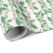 Groene Holly verliest kerstkerst met rode bessen Cadeaupapier (Rol Hoek)