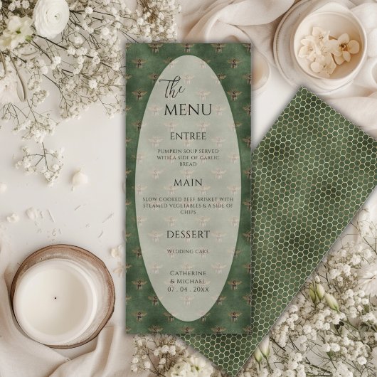 Groene Hommels Elegante Trouwdag Menu