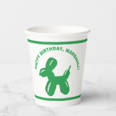 Groene hond ballon dier gepersonaliseerde partij papieren bekers (Voorkant)