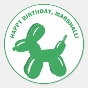 Groene hond ballon dierlijke sculptuur gepersonali ronde sticker
