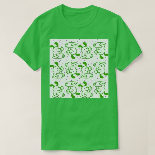 groene hond drink teacoffee t-shirt (Design voorkant)
