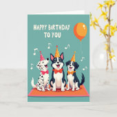 Groene Hond Feestkaart Kaart (Gele Bloem)