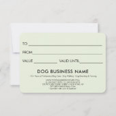 Groene hond Grooming Huisdier Boarding Gift Certif (Achterkant)