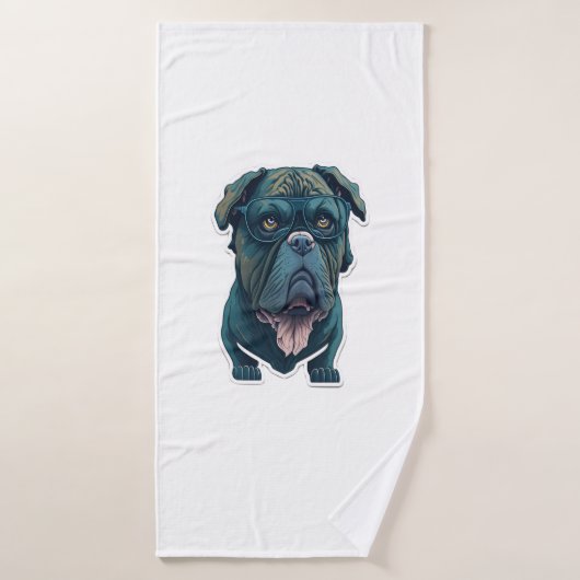 Groene hond met bril badhanddoek (Badhanddoek)