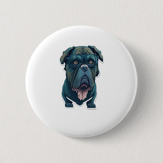 Groene hond met bril ronde button 5,7 cm (Voorkant)