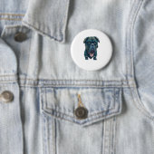 Groene hond met bril ronde button 5,7 cm (In situ)