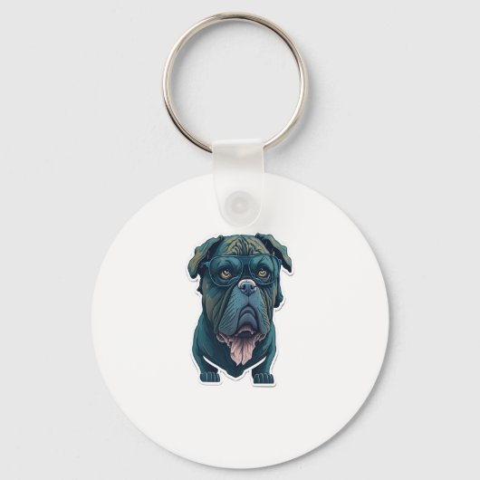 Groene hond met bril sleutelhanger (Voorkant)