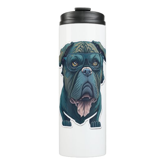 Groene hond met bril thermosbeker (Voorkant)