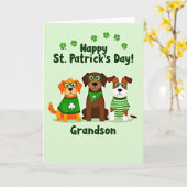 Groene Hond Shamrocks Kleinzoon Kaart (Gele Bloem)