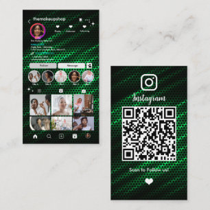 Groene Honeycomb Instagram Social Media QR Visitekaartje