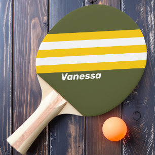 Groene Honing Nostalgische Strepen met Naam Tafeltennisbatje