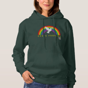 Groene hoodie Rainbow Gods Promise Dove voor vrouw