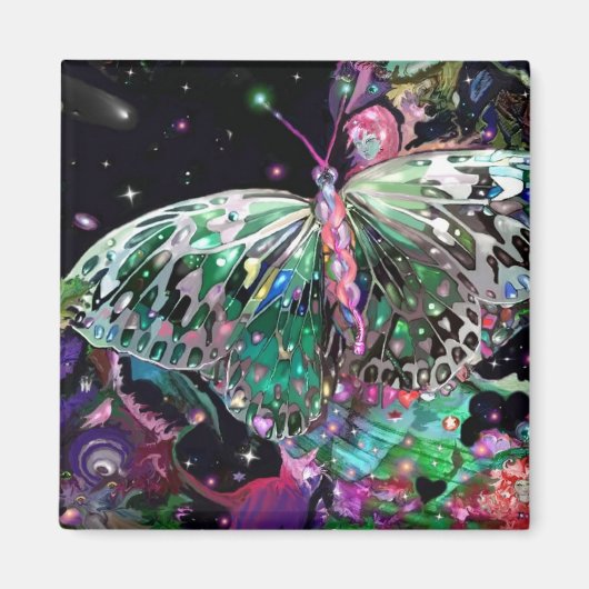 Groene Hoop Boterfly Rising Magneet (Voorkant)