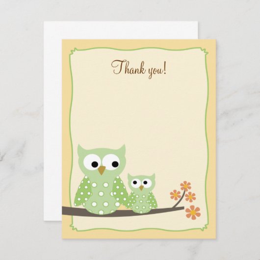 Groene Hoot Eigenaars 4x5 Flat Opmerking: Notitiekaartje (Voorkant / Achterkant)