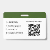 Groene Horizontale Bedrijfsidentificatiebadge  Badge (Achterkant)