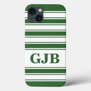 Groene horizontale streep met monogram iPhone 13 hoesje