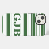 Groene horizontale streep met monogram iPhone hoesje (Achterkant horizontaal)